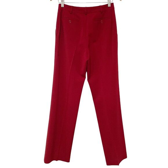 Womens Bright Red Wool Blend Straight Mid Rise Classic Pants 6 Workwear Corpcore - Picture 1 of 10